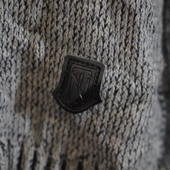 Trash Nouveau Hooded Knit Shawl Sweater Mens L 1/4 Zip Grey/Black Cotton Grunge - Picture 4 of 9